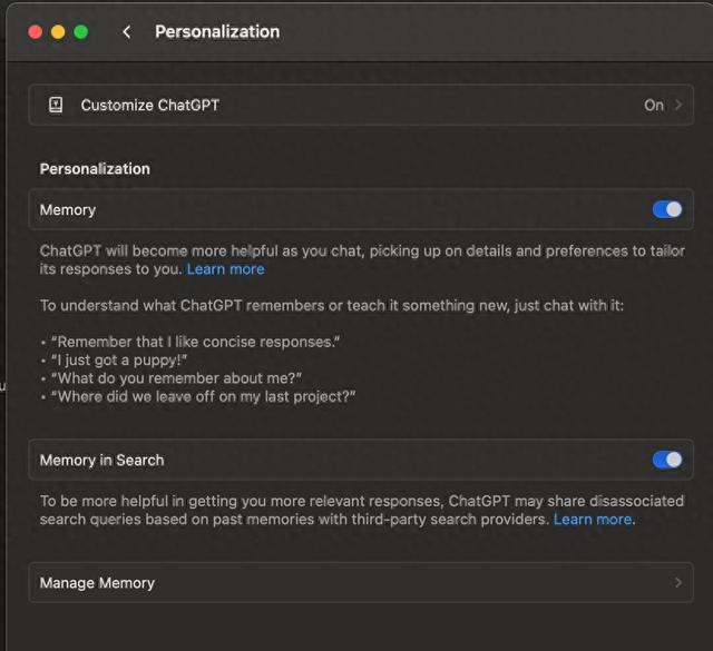 AI版“Cookie”：OpenAI ChatGPT搜索测试整合记忆功能