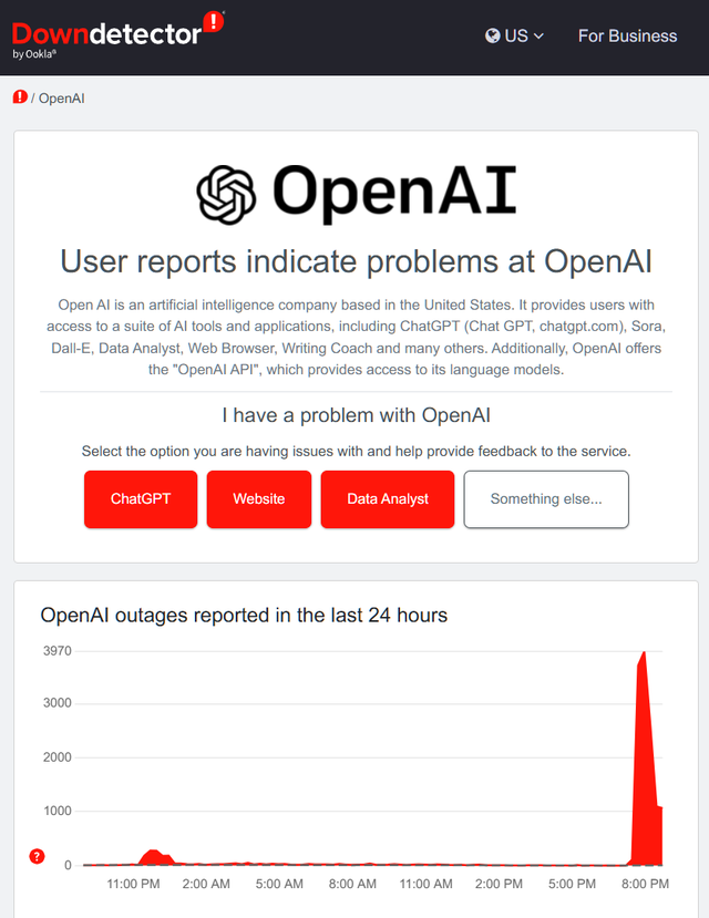 ChatGPT今晚突发故障，OpenAI回应称已实施修复