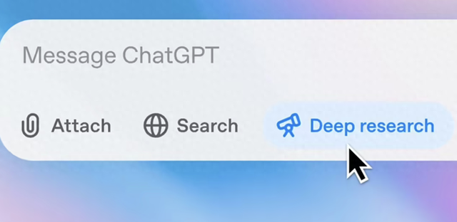 ChatGPT推出“深度研究”功能，目前仅支持文本输出